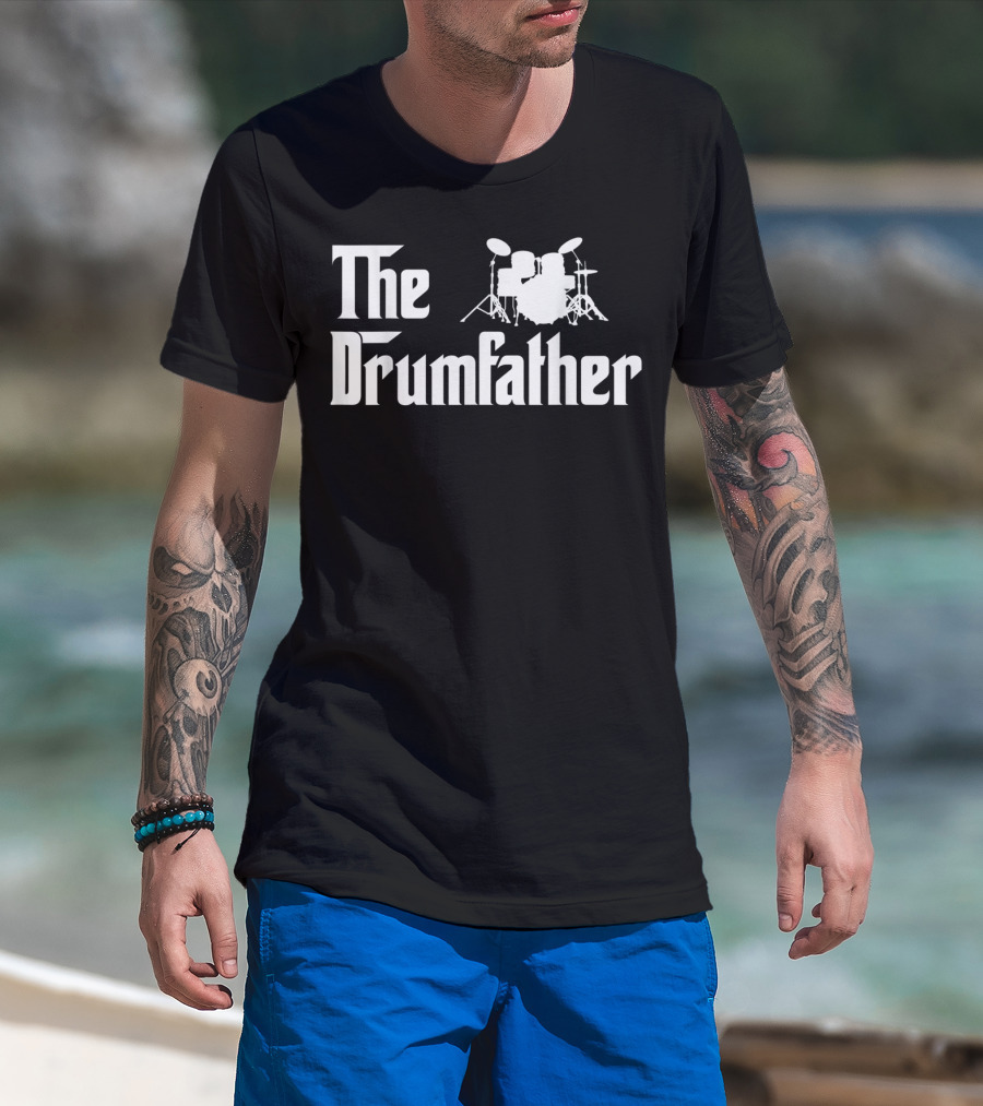 The Drumfather Funny Drummer Parody With Drum Kit T-Shirt