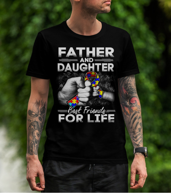 Father And Daughter Best Friends For Life Puzzle Ribbon Unity T-Shirt