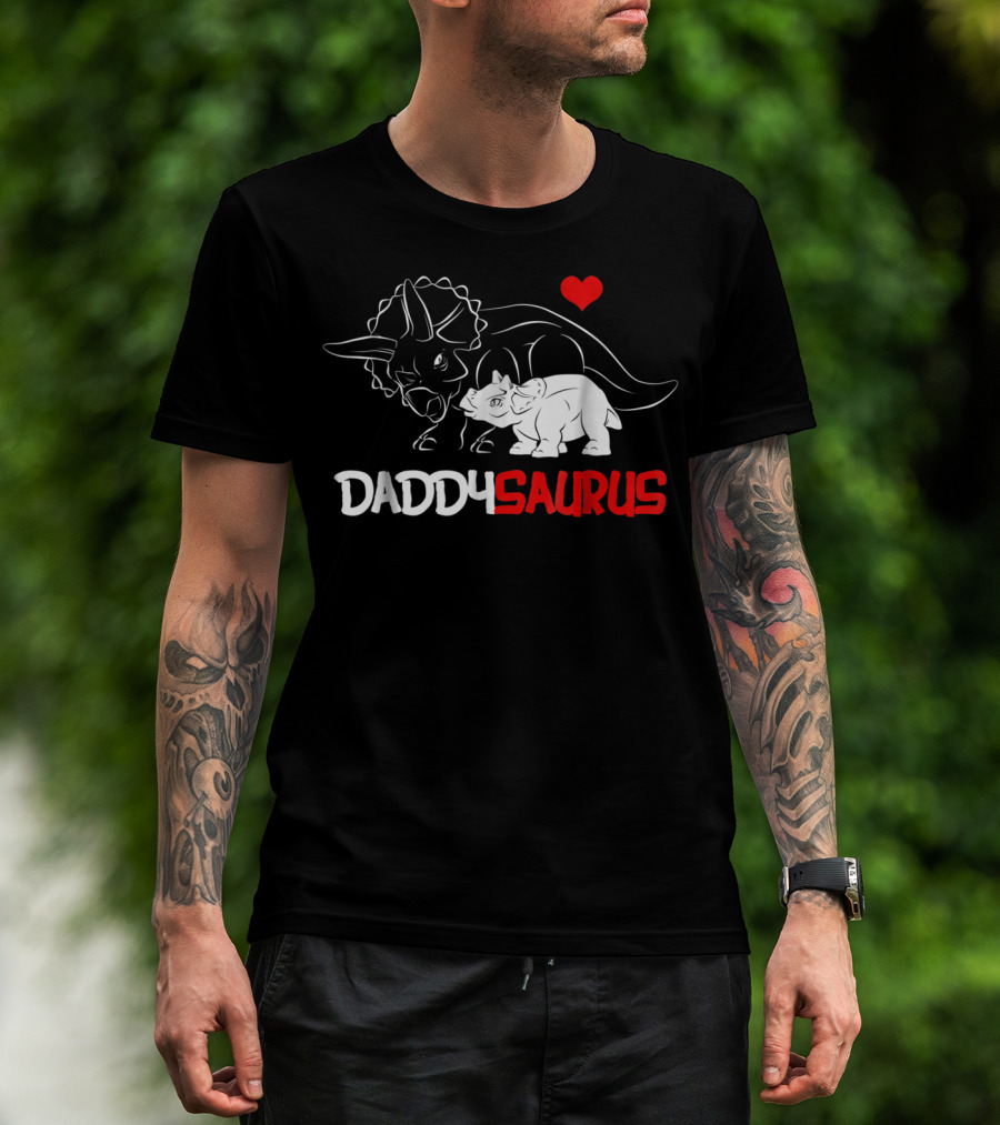Daddysaurus Triceratops Father Baby Girl Heart T-Shirt