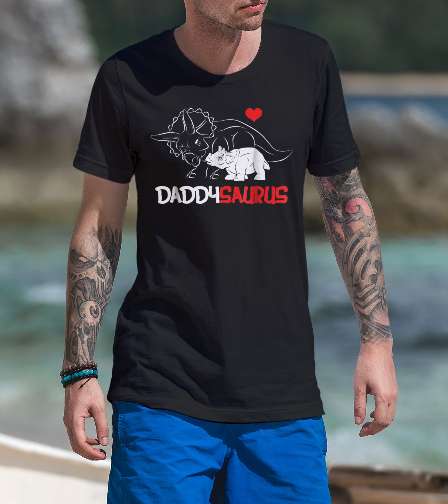 Daddysaurus Triceratops Father Baby Girl Heart T-Shirt
