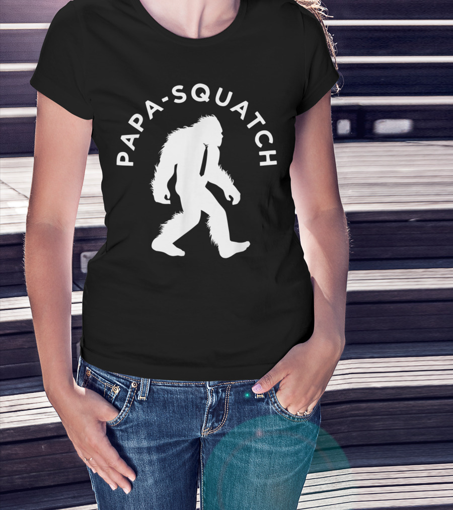 Papa Sasquatch Cute Cryptid Father Bigfoot Walking T-Shirt