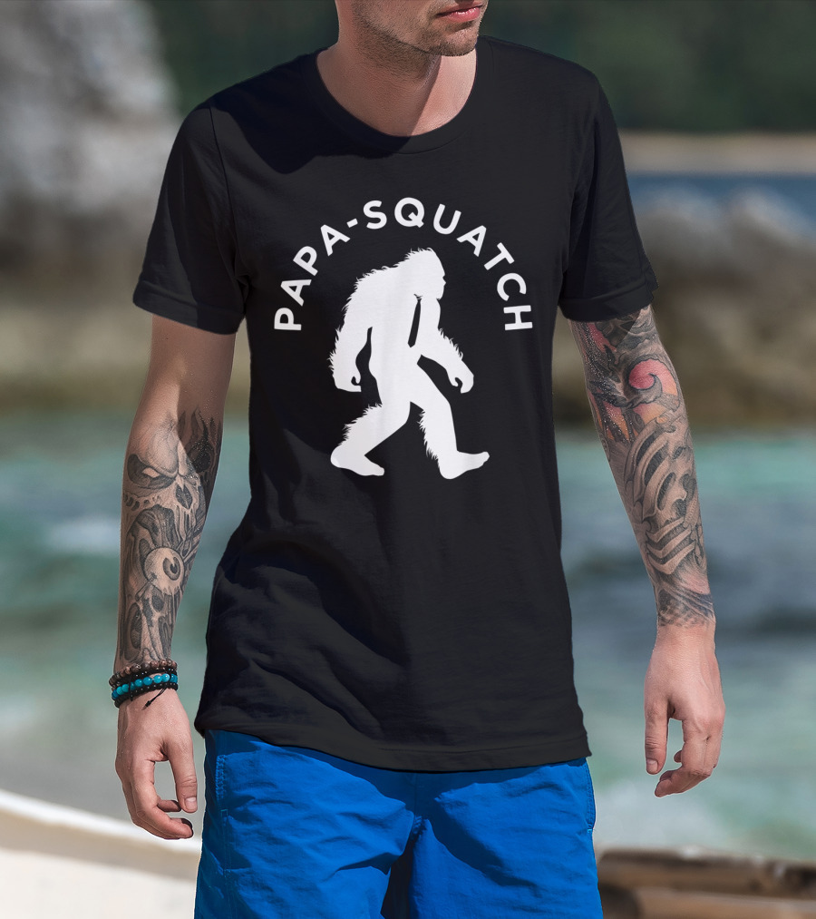 Papa Sasquatch Cute Cryptid Father Bigfoot Walking T-Shirt