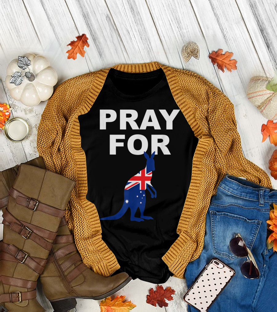 Pray For Australia Rain Save Animals Kangaroo Flag T-Shirt
