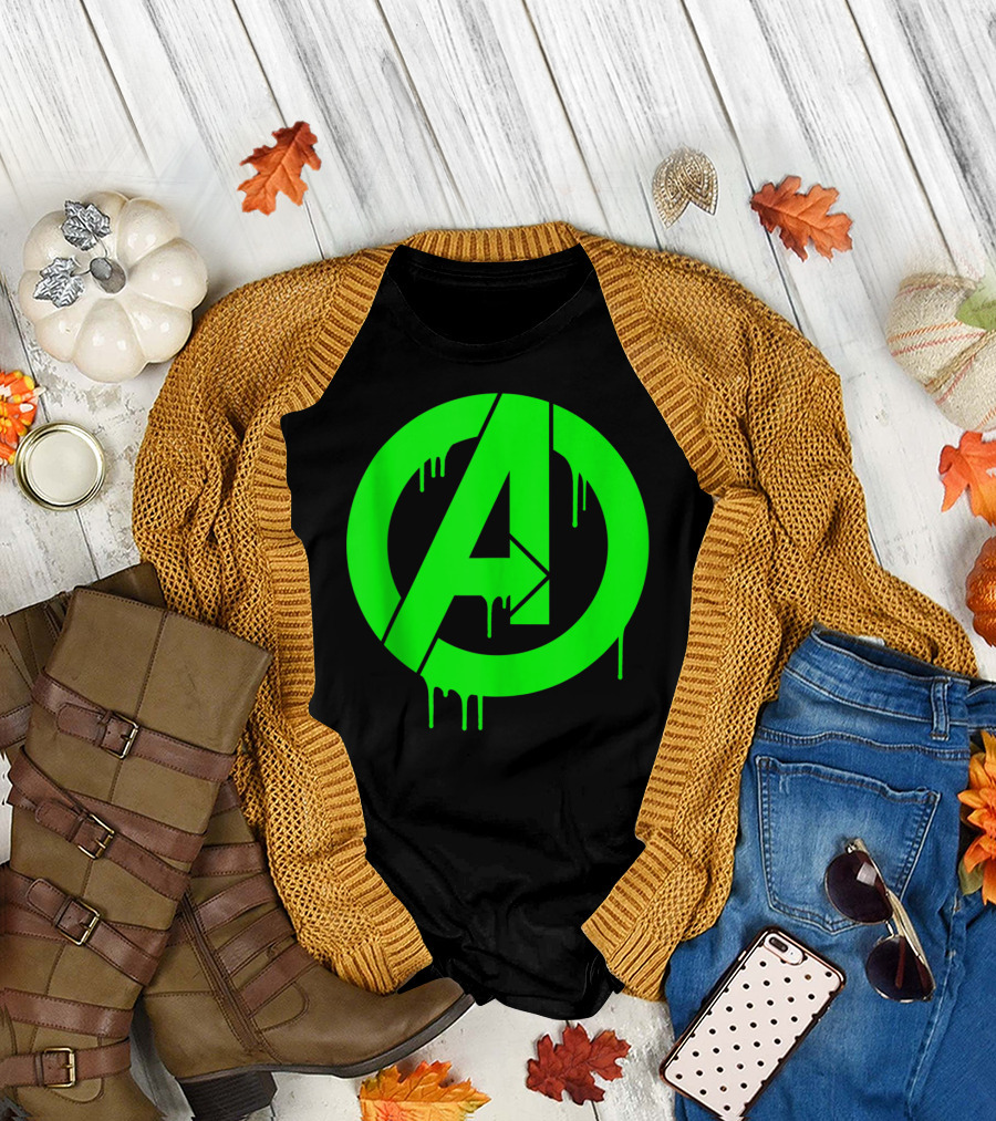 Marvel Avengers Neon Green Paint Drip T-Shirt