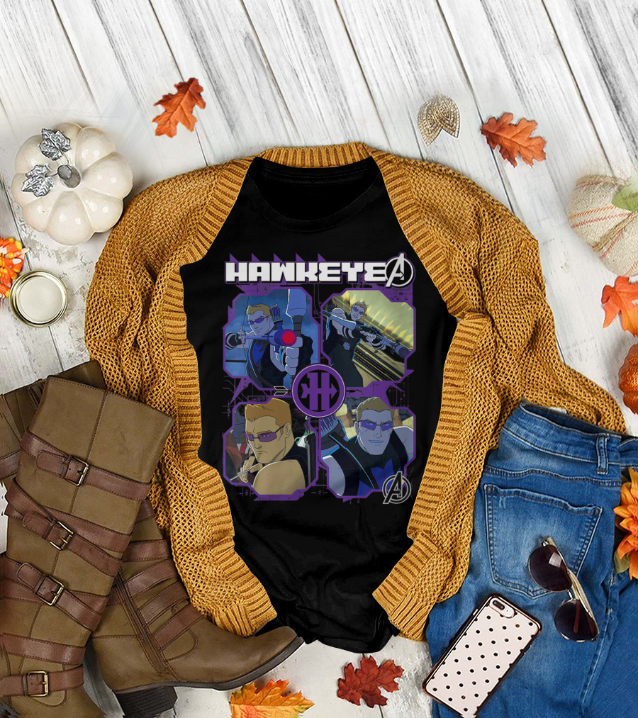 Marvel Hawkeye Avengers Character Panels T-Shirt