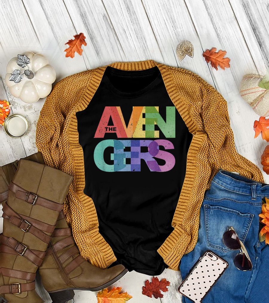 The Avengers Rainbow Marvel Name T-Shirt
