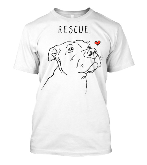 Rescue Dog Pitbull Drawing Love Heart Rescue Mom Adopt T-Shirt