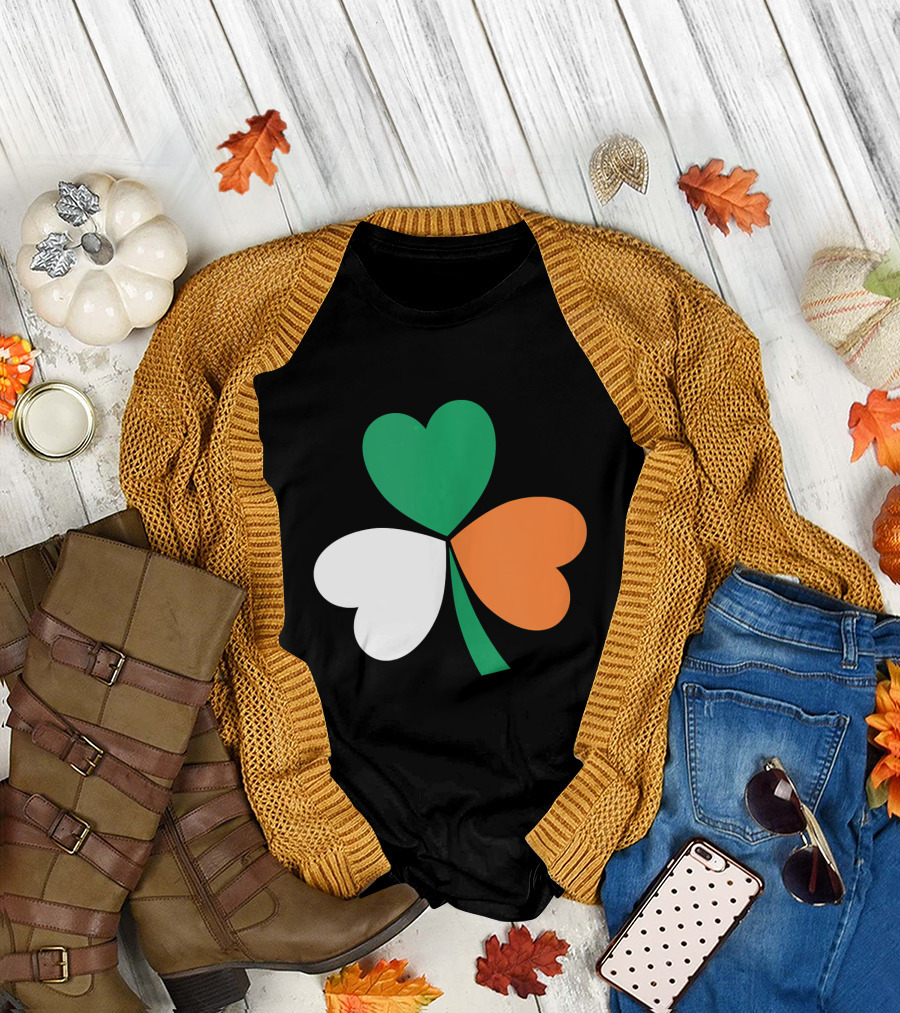Irish Pride Shamrock Hearts Love Ireland Flag Colors T-Shirt