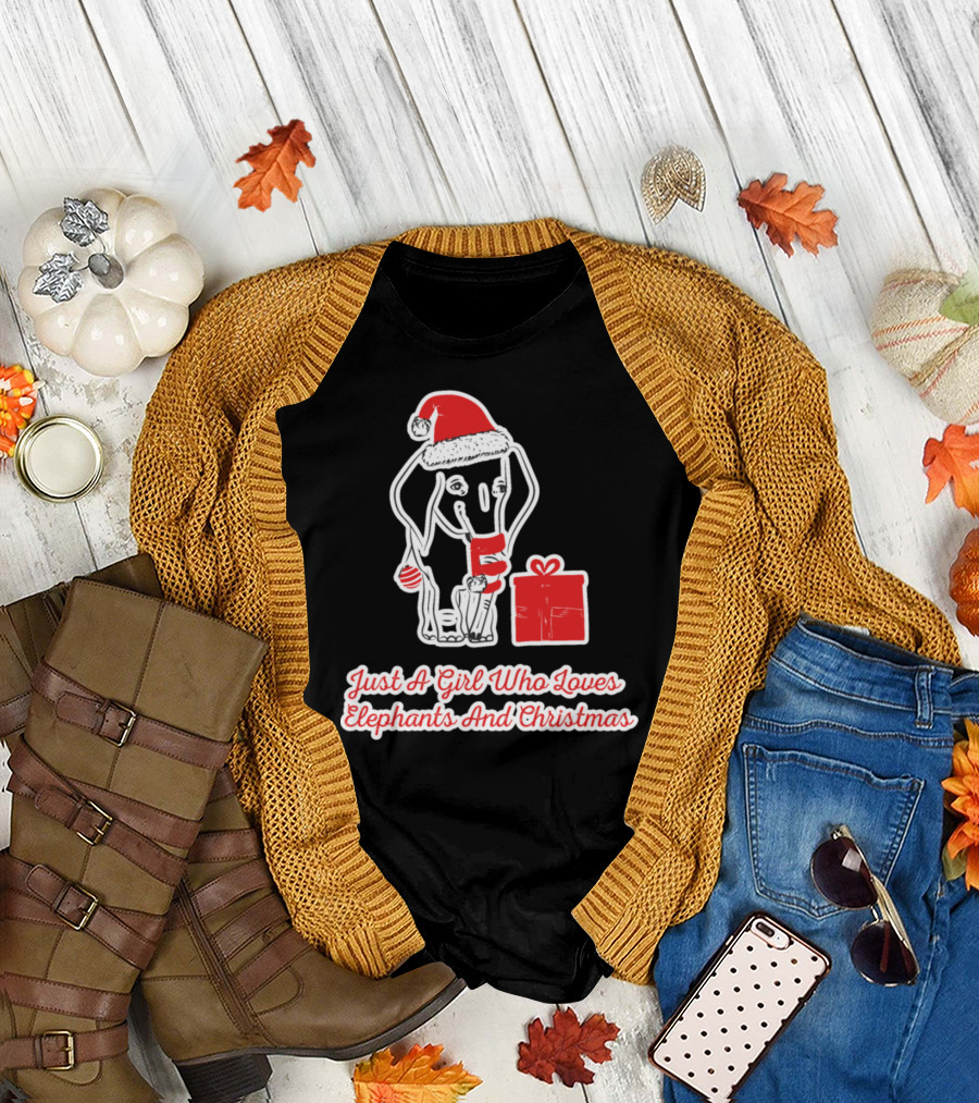 Just A Girl Who Loves Elephants And Christmas T-Shirt