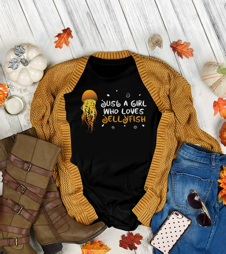 Just A Girl Who Loves Jellyfish Medusa with Orange Jellyfish T-Shirt