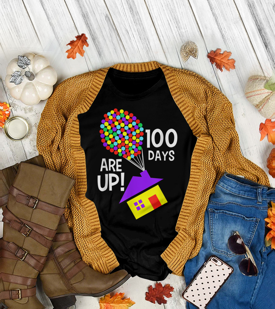 100 Days Are Up 100 Days Of School Balloon House T-Shirt