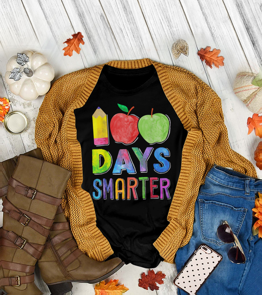 100 Days Smarter Pencil Apple School T-Shirt