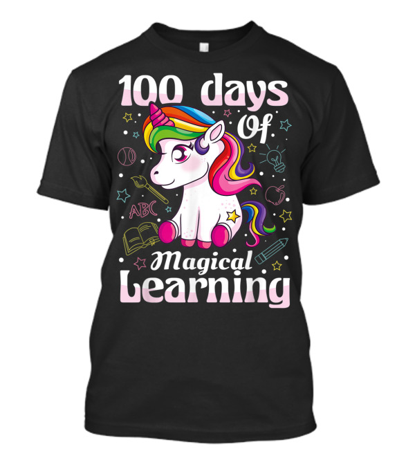 100 Days Of Magical Learning Unicorn Girls T-Shirt