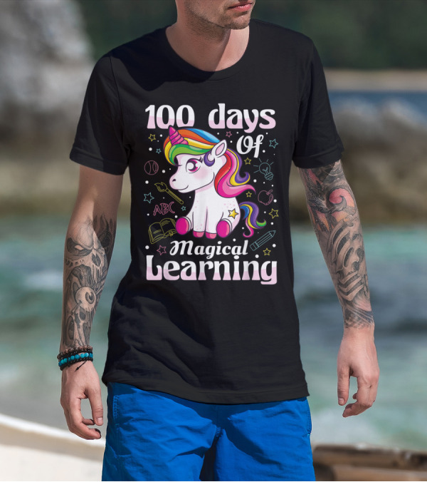 100 Days Of Magical Learning Unicorn Girls T-Shirt