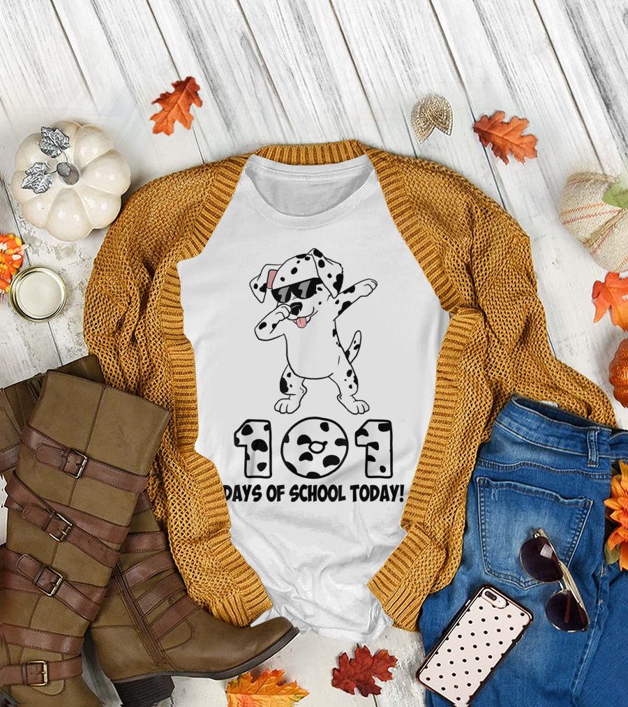 101 Days of School Today Dabbing Dalmatian Dog T-Shirt