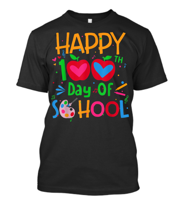 Happy 100th Day Of School Apples Music Palette T-Shirt