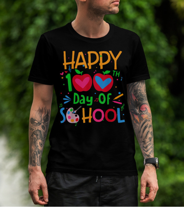 Happy 100th Day Of School Apples Music Palette T-Shirt