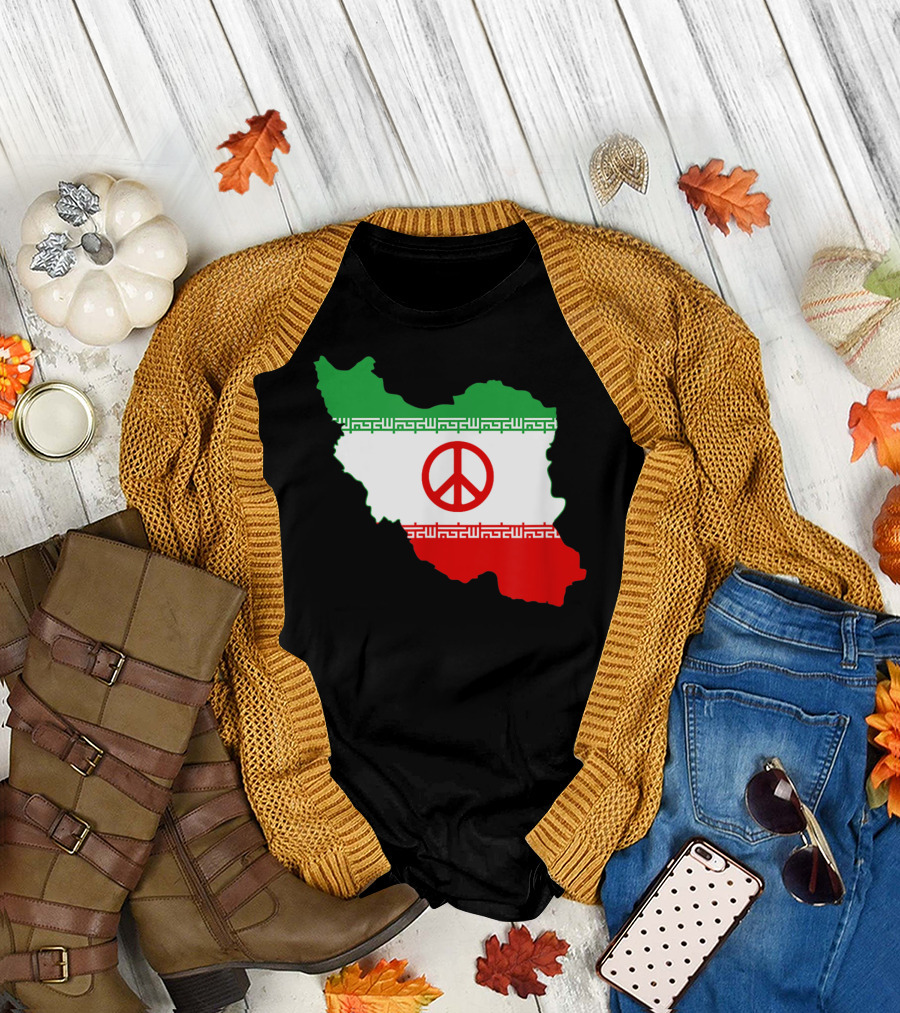 Peace Sign Flag Map No War In Iran T-Shirt