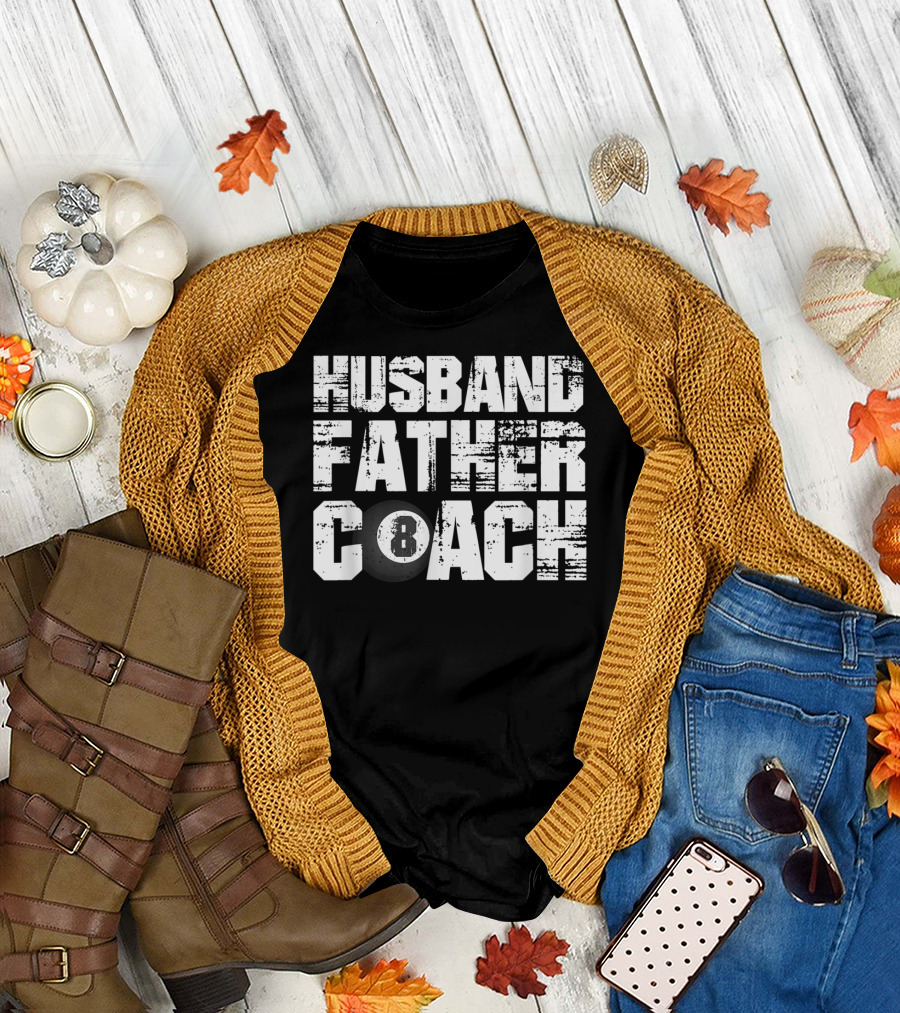 Husband Father Coach Billiard Eight Ball Dad Daddy T-Shirt