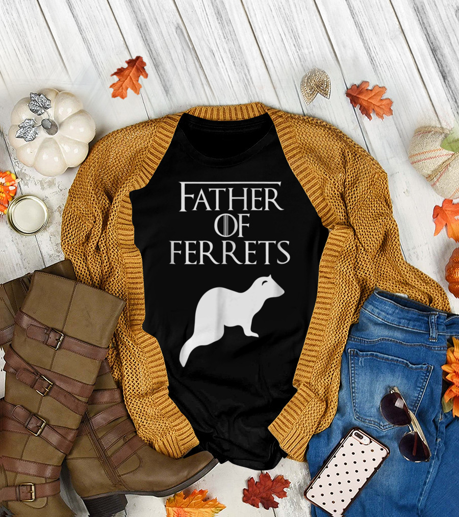 Father Of Ferrets Unique White Father Of Ferret Lover T-Shirt