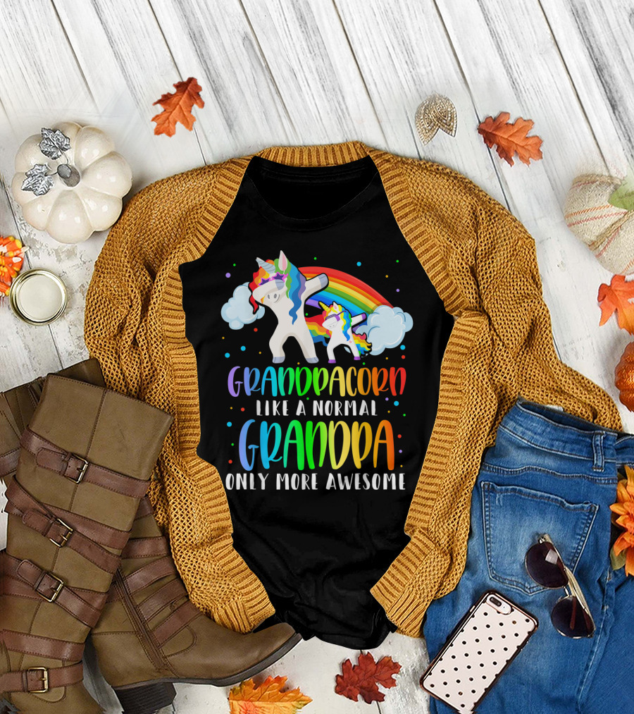 Grandpacorn Like a Normal Grandpa Only More Awesome Rainbow Unicorn T-Shirt