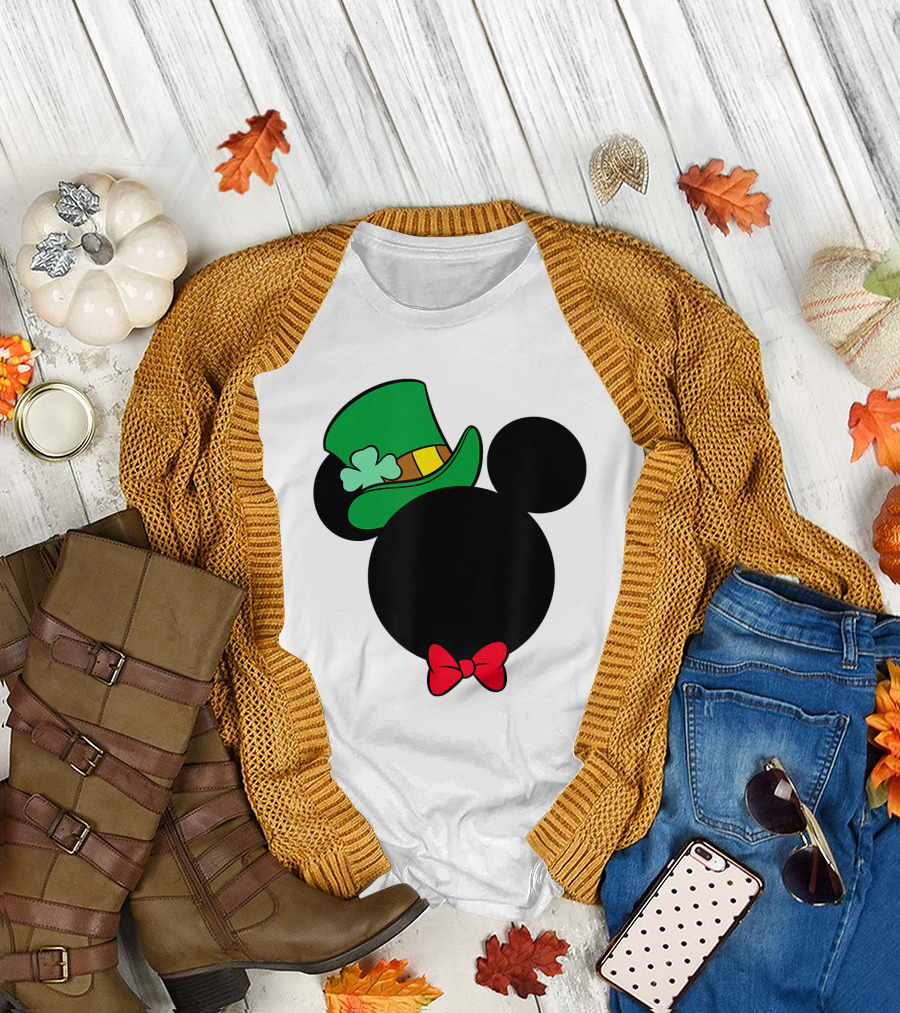 Disney Mickey Mouse Icon Leprechaun Hat Bowtie T-Shirt
