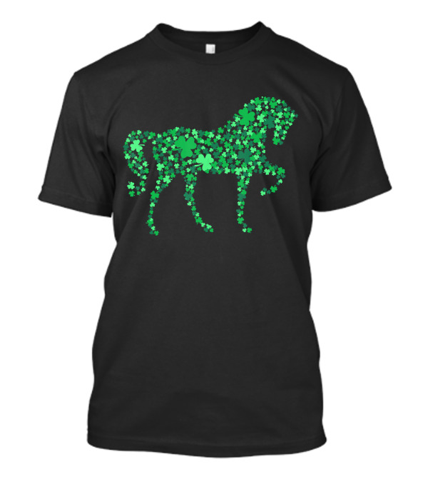 Horse Made Of Shamrocks Threeleafclover St Patrick Day T-Shirt
