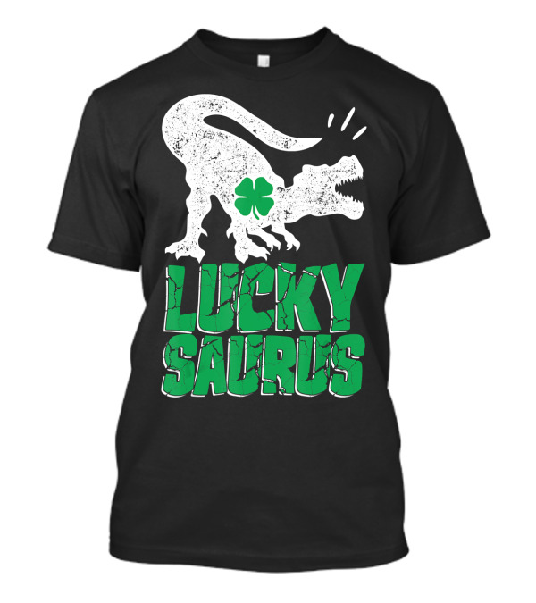 Luckysaurus Dinosaur Shamrock T-Rex Green Charm T-Shirt