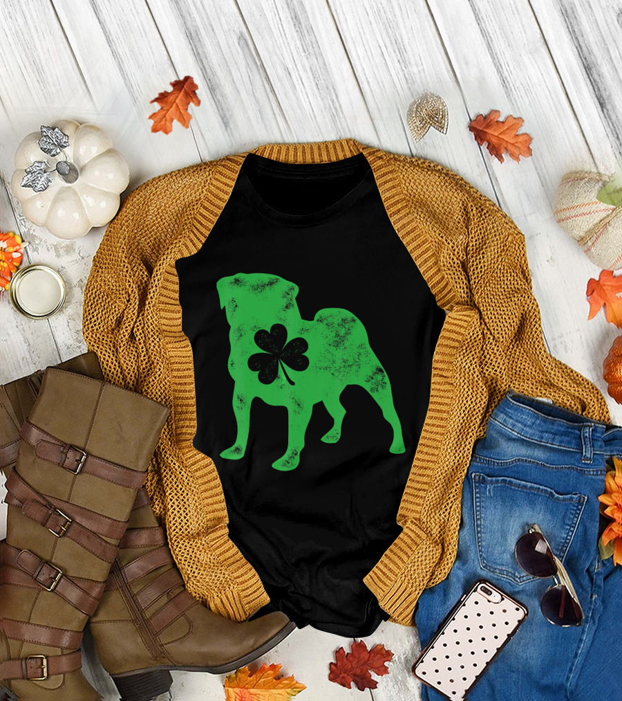 Pug Shamrock St Patricks Day Girls T-Shirt