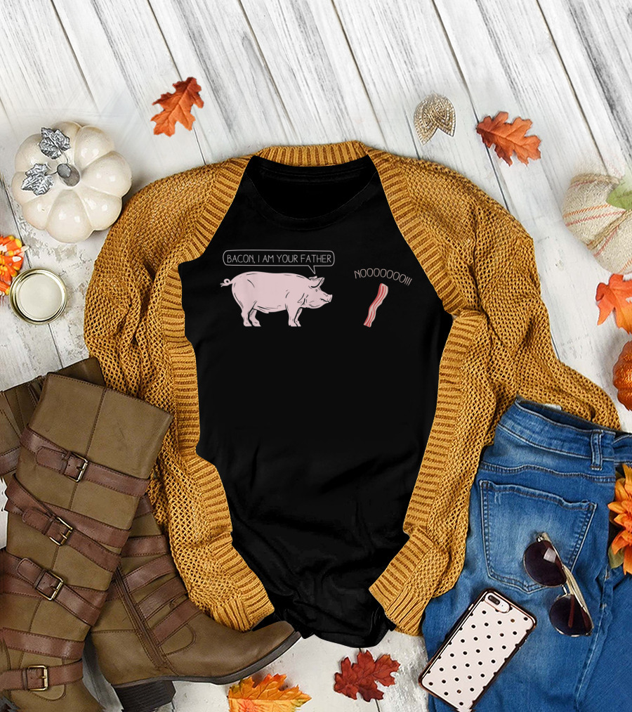 Pig Luv Bacon I Am Your Father Noooooo Bacon Strip T-Shirt