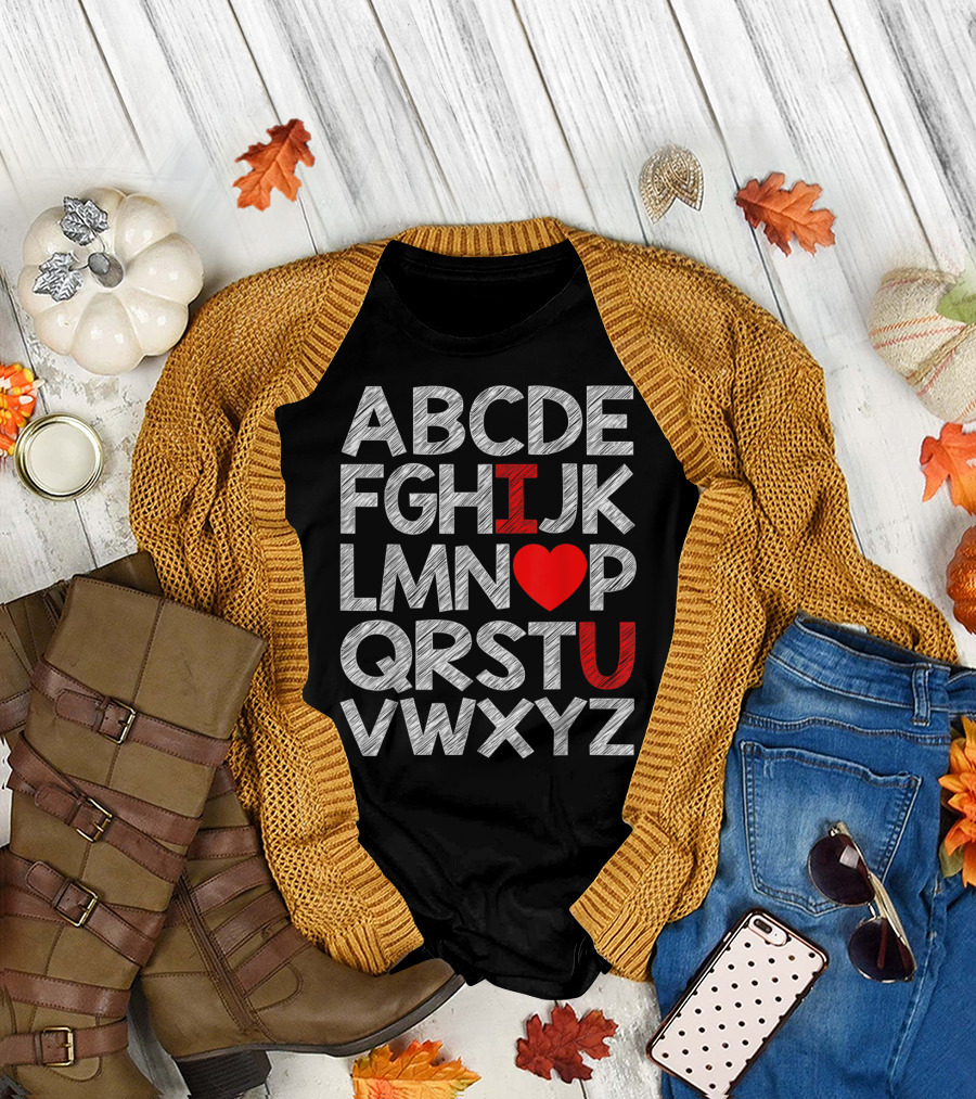 Alphabet ABC I Heart You Valentine's Day T-Shirt