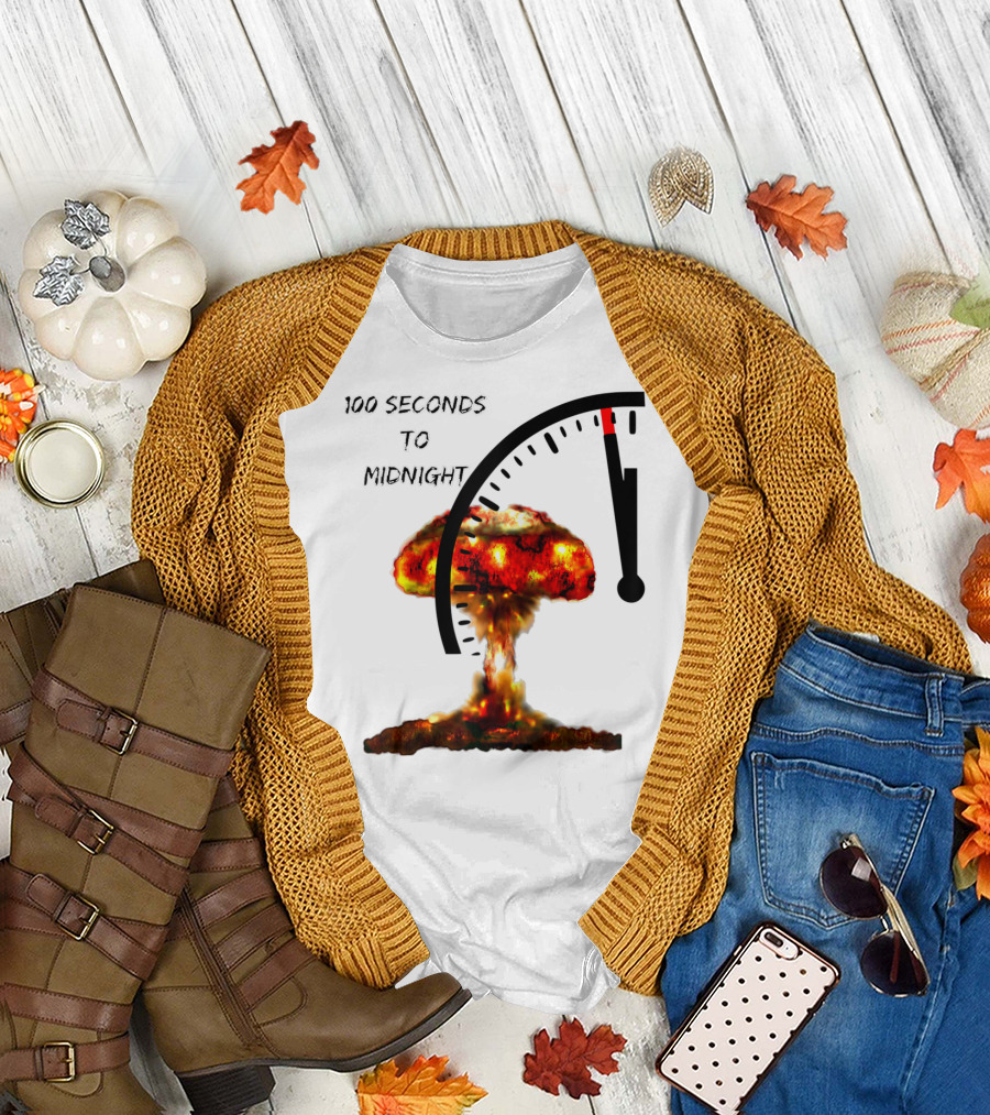 100 Seconds to Midnight Doomsday Clock with Explosion Imagery Z8 T-Shirt