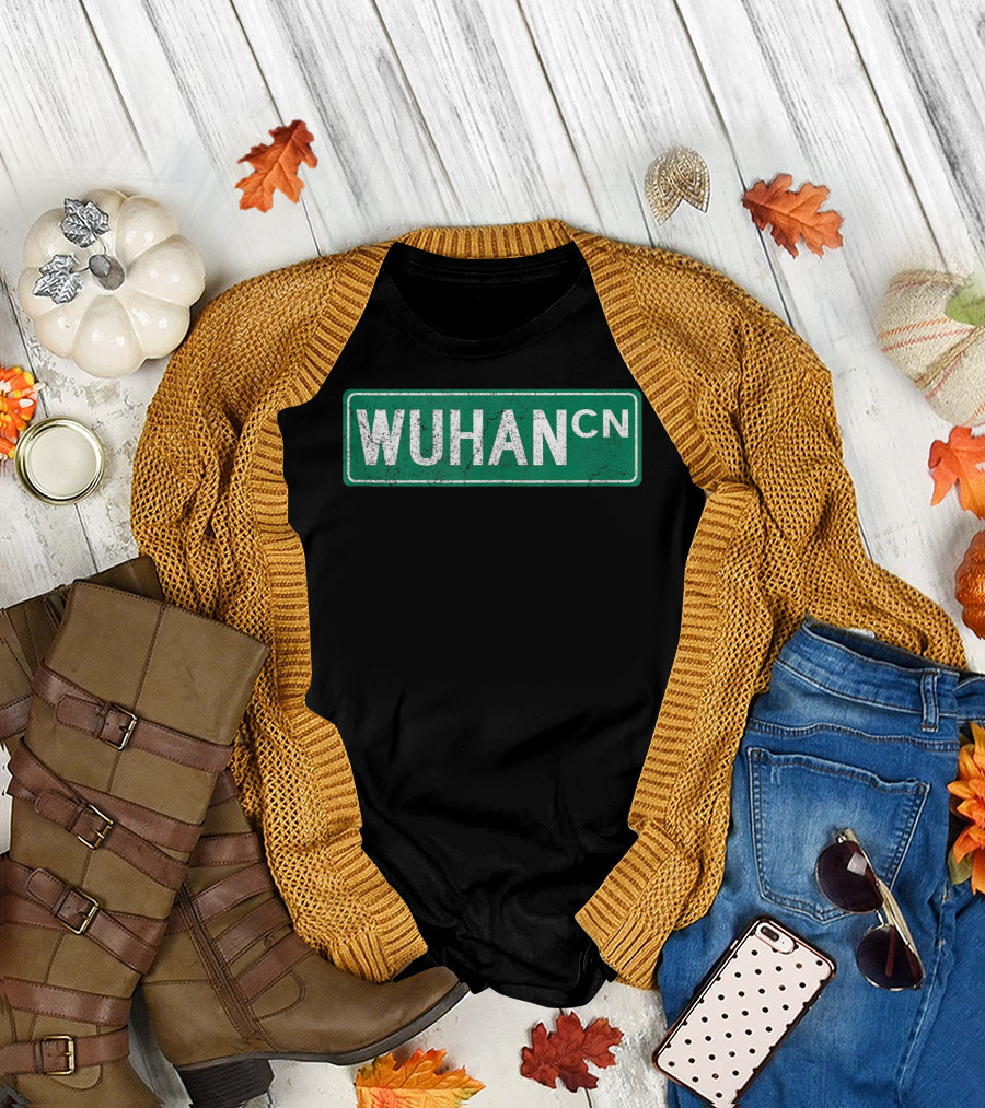 Retro Wuhan CN Street Sign Green Rectangular T-Shirt