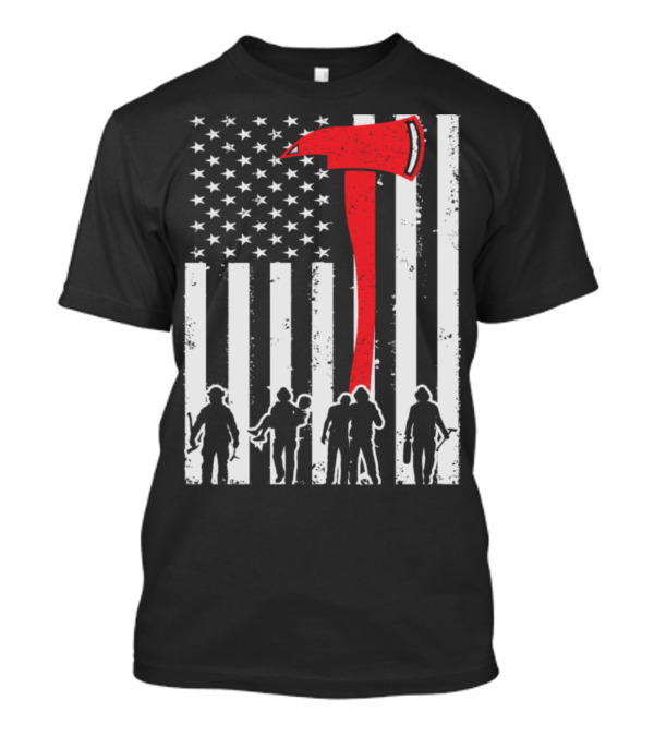 Firefighter Axe American Flag T-Shirt