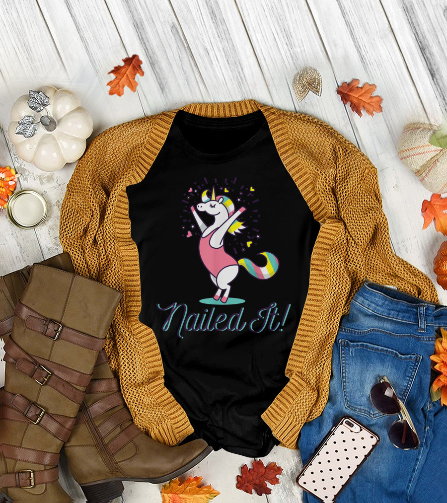 Unicorn Gymnastics Nailed It Magical Gymnast T-Shirt