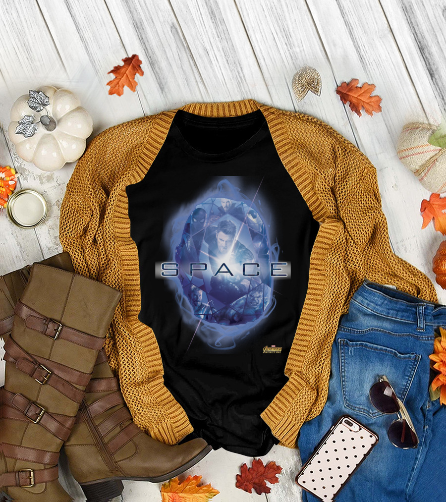 Marvel Avengers Infinity War Space Stone Iconic Heroes Collage T-Shirt