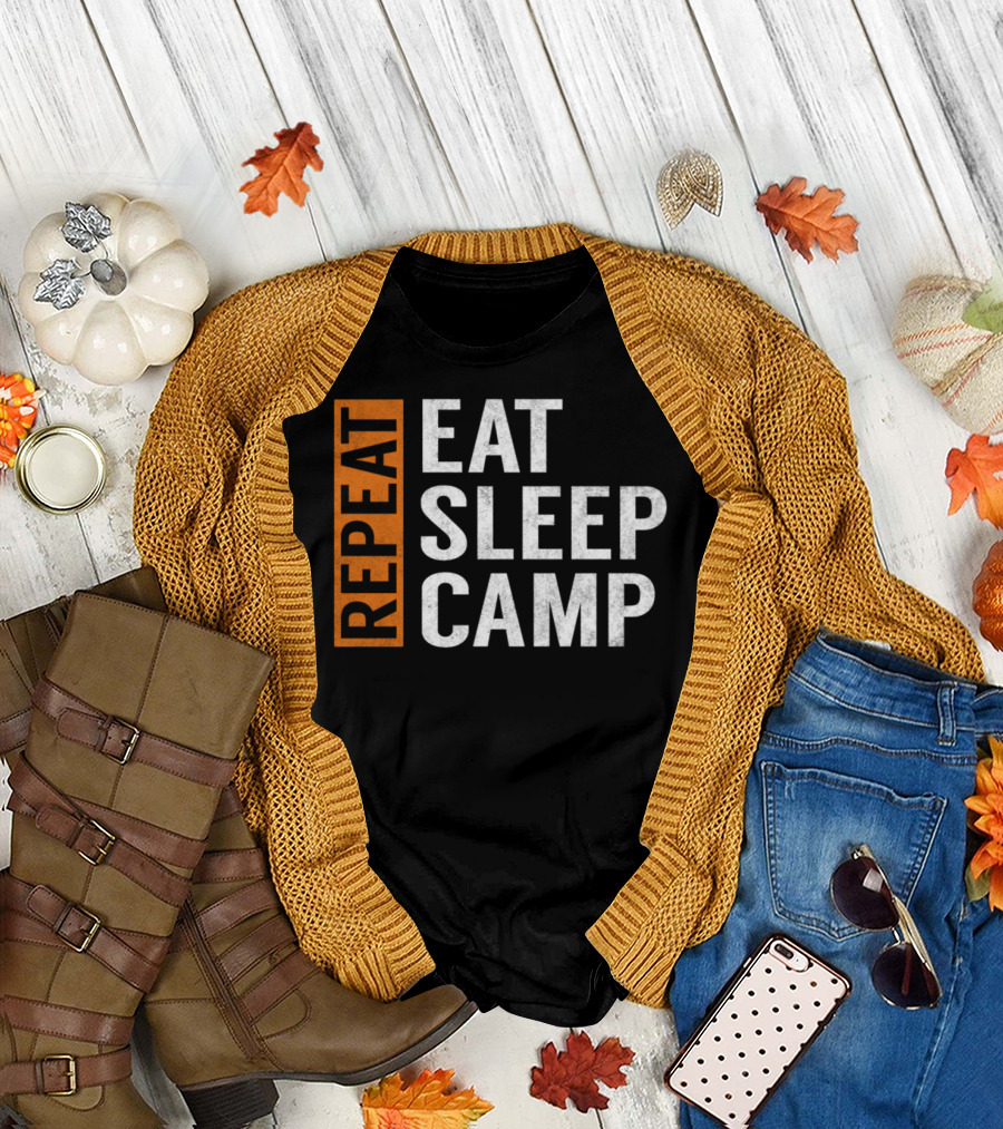Eat Sleep Camp Repeat Funny Camper Camping Adventure T-Shirt