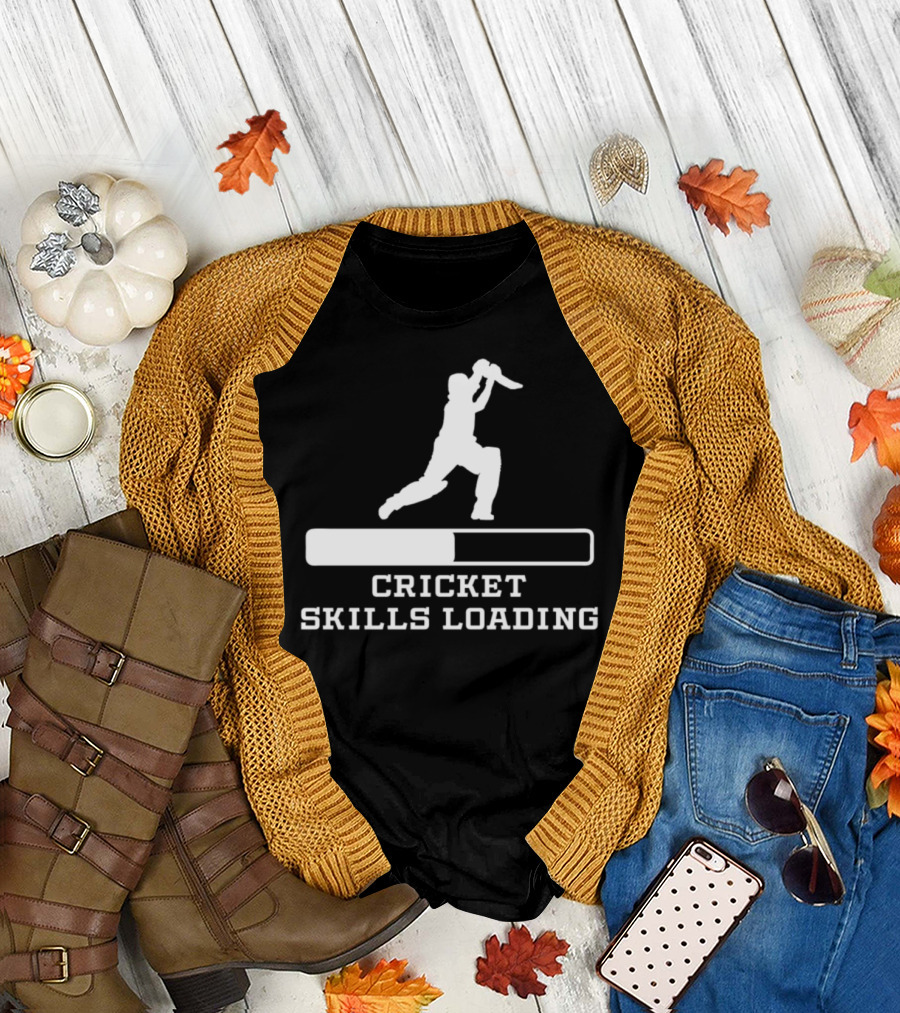 Cricket Skills Loading Batter Silhouette Progress Bar T-Shirt