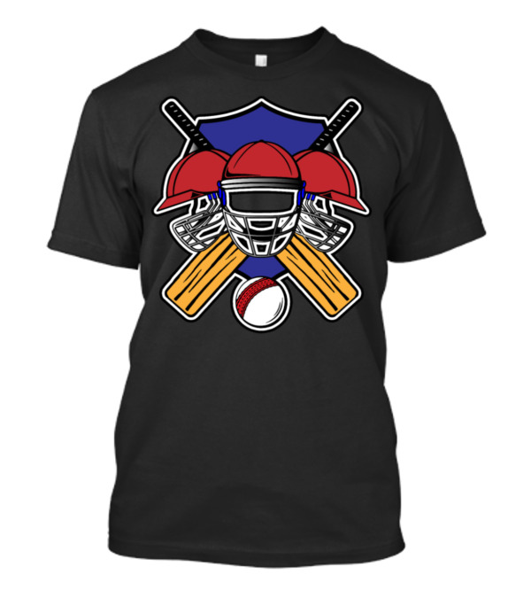 Cricketer Funny Quotes Orcnt Helmets Bats And Ball Crest T-Shirt
