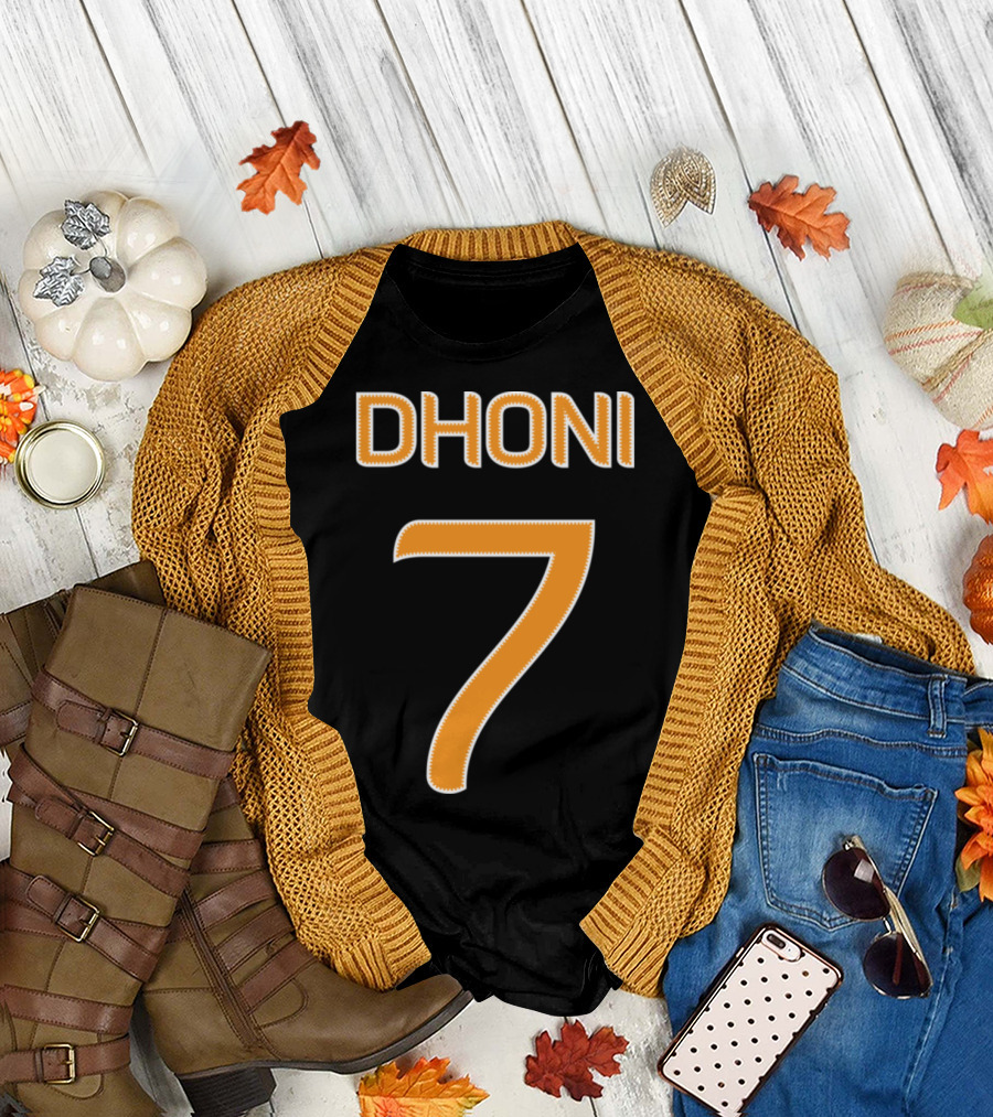 Dhoni #7 Jersey in Honor of 2011 World Champion Victory T-Shirt