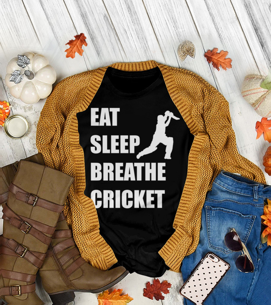 Eat Sleep Breathe Cricket Silhouette Batter T-Shirt