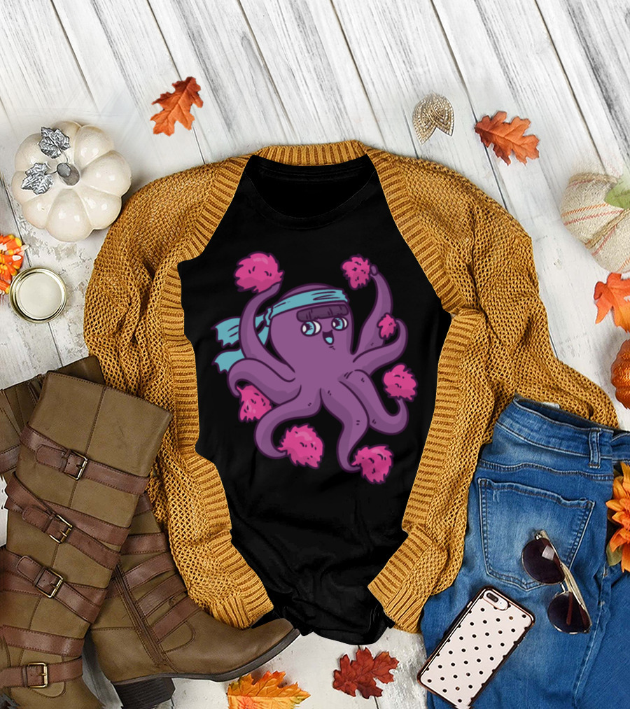 Cheerleader Octopus Cheerleading Dance Football T-Shirt