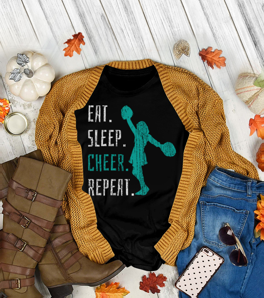 Eat Sleep Cheer Repeat Cheerleading Cheerleader Cheering T-Shirt