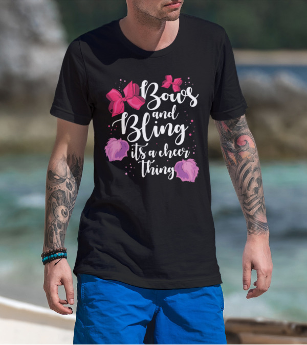 Bows And Bling It's A Cheer Thing Cheerleader Pompom T-Shirt