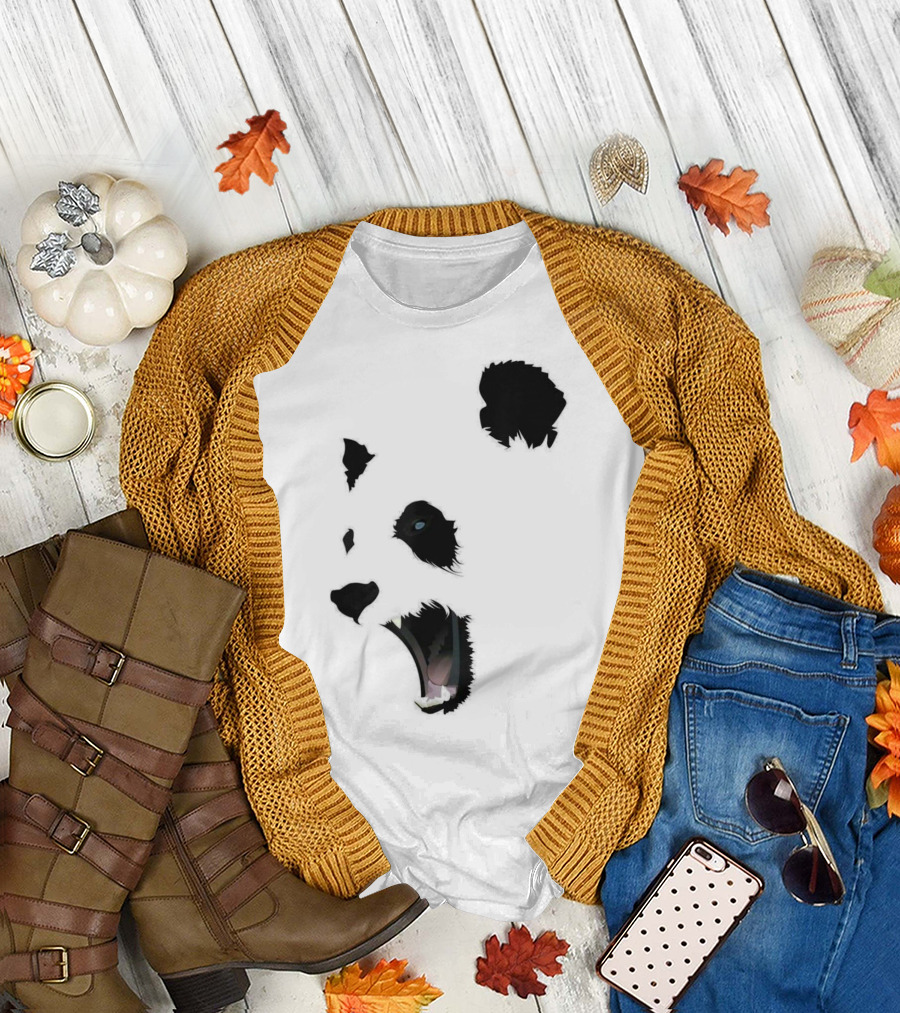 Halloween Angry Panda Bear Face T-Shirt