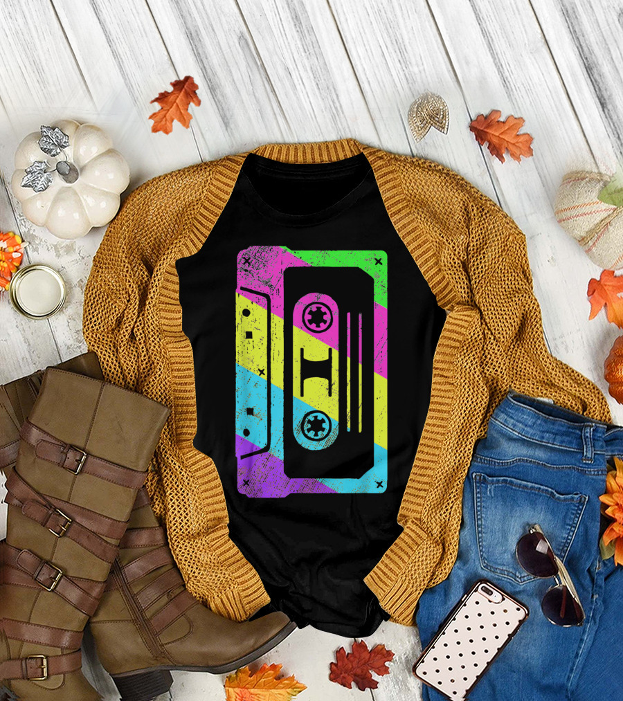 Retro Cassette Tape Costume Vintage 80s 90s Multicolor T-Shirt
