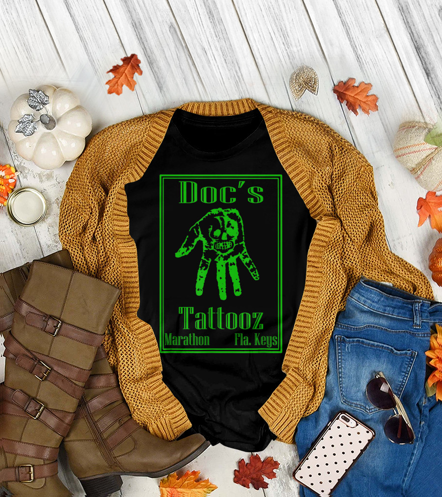 Doc's Tattooz Marathon Fla. Keys Skeleton Hand T-Shirt