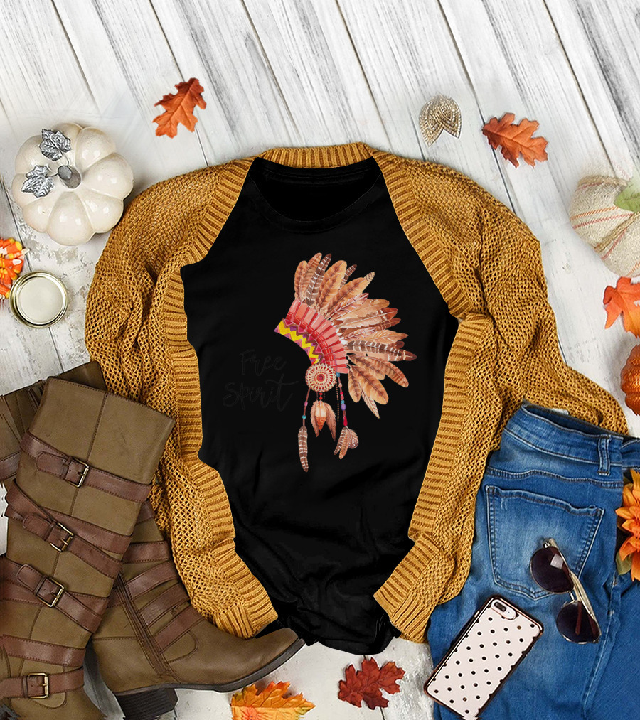 Free Spirit Headdress Feathers T-Shirt