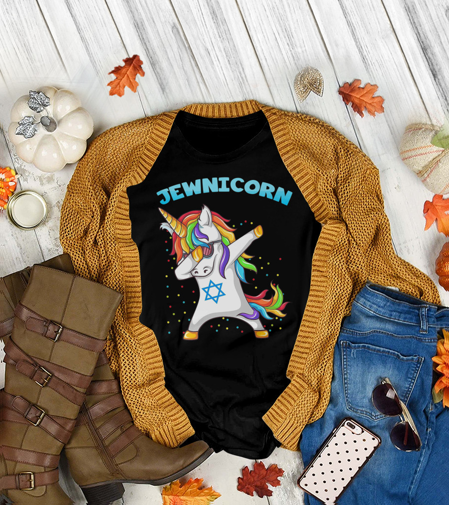 Jewnicorn Hanukkah Dabbing Unicorn With Star of David T-Shirt