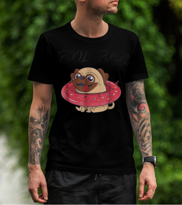 Pool Pug Summer Donut Float Funny Pug T-Shirt